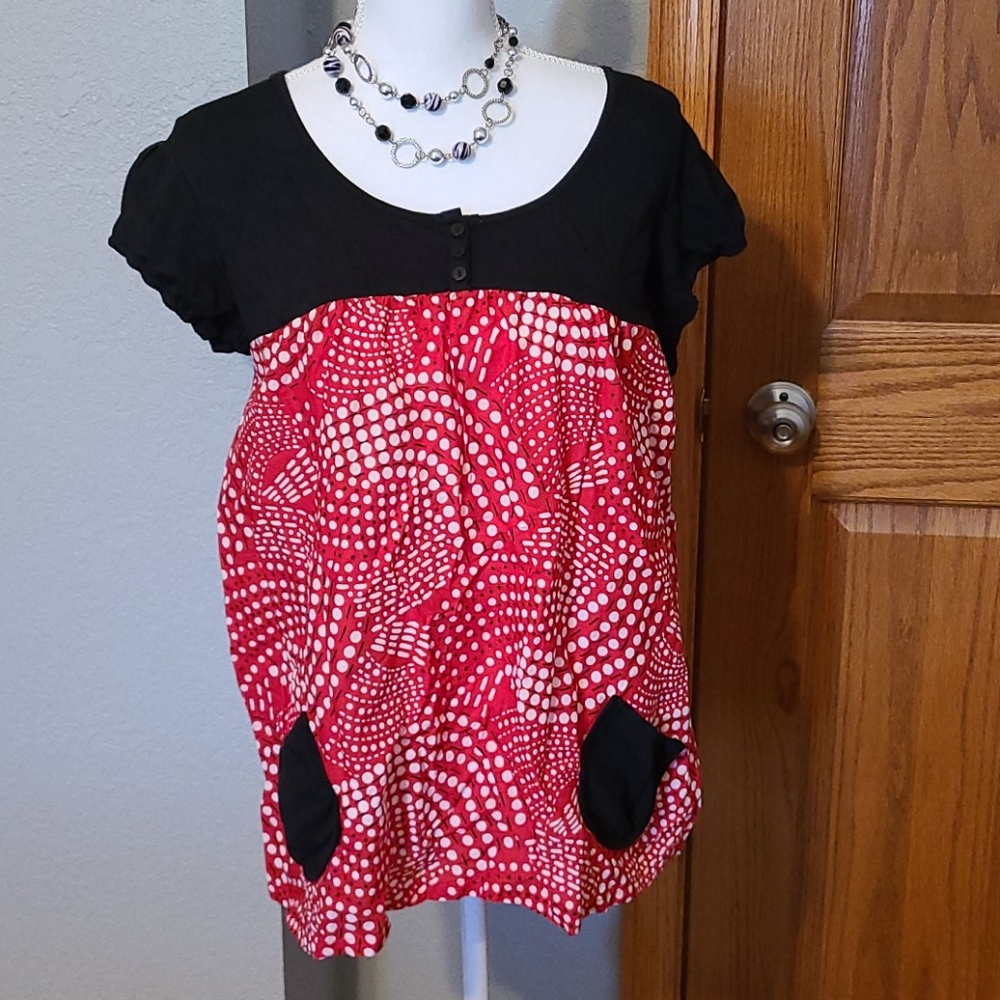 Smock top, sz M, Quizz Again